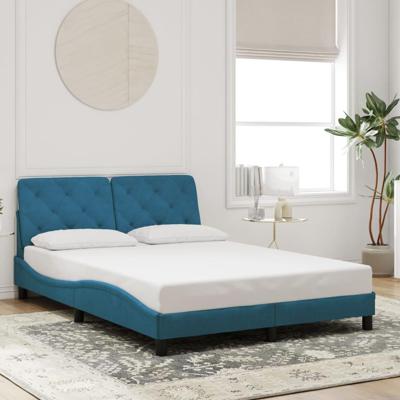 Bedframe zonder matras fluweel blauw 140x200 cm