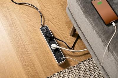 Ecolor 4-weg stekkerdoos met 2 USB-oplaadaansluitingen (meervoudige stekkerdoos USB C met schakelaar - thumbnail