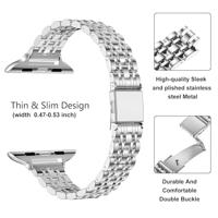 Stalen slim fit band - Sterrenlicht / Starlight - Geschikt voor Apple watch 44mm / 45mm / 46mm / 49mm - thumbnail