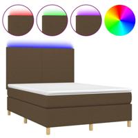 Boxspring met matras en LED stof donkerbruin 140x200 cm - thumbnail