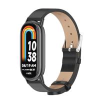 By Qubix - PU leren bandje - Zwart met zwarte aansluiting - Compatible met Xiaomi Smart Band 8 & 9 - Compatible Xiaomi bandje - thumbnail