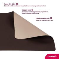 Cookinglife Placemats - Dubbelzijdig - Vegan leer - Bruin / Zand 46 x 33 cm - 6 Stuks - thumbnail
