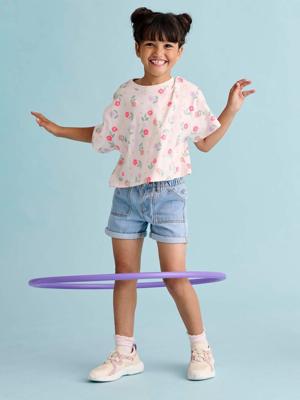 Meisjesshort van jeanstof Basics lichtblauw