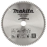 Makita Accessoires D-65648 Afkortzaagblad | div. materialen | 260x30x2,6 | 80T | 5g - D-65648 - thumbnail