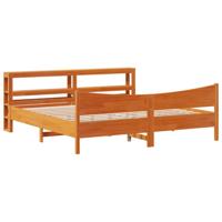 Bedframe met hoofdbord massief grenenhout wasbruin 180x200 cm - thumbnail