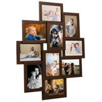 VidaXL Fotolijst voor 10x(10x15 cm) foto mdf donkerbruin - thumbnail