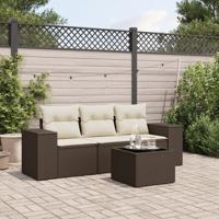 3-delige Loungeset met kussens poly rattan bruin - thumbnail