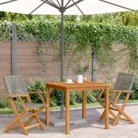 Tuinstoelen 2 st massief acaciahout en poly rattan grijs - thumbnail