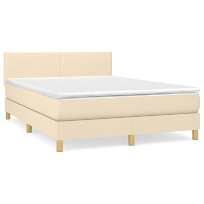 Boxspring met matras stof crèmekleurig 140x200 cm