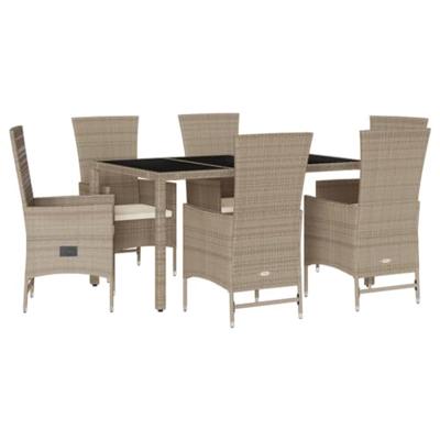 7-delige Tuinset met kussens poly rattan beige 7-delige Tuinset met kussens poly rattan beige