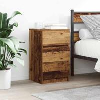 Nachtkastje met 3 lades 39x35x65 cm oud hout - thumbnail