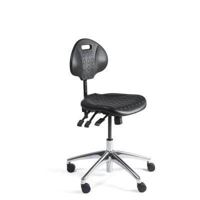 Workliving werkstoel PU laag - aluminium onderstel - wielen - (N)EN 1335 - baliestoel - kassastoel
