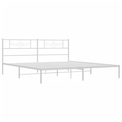 Bedframe met hoofdbord metaal wit 200x200 cm - thumbnail