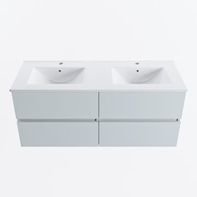 MONDIAZ VICA 120cm badmeubel onderkast Clay 4 lades. Wastafel DENIA dubbel 2 kraangaten, kleur Glanzend Wit.