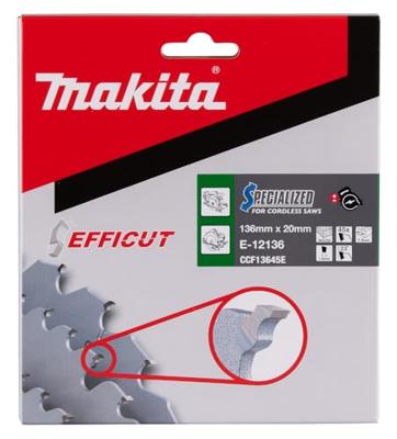 Makita Accessoires Cirkelzaagblad Hout | Efficut 136x20x1,5 45T 23g - E-12136 - E-12136 - thumbnail