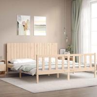 Bedframe met hoofdbord massief hout - thumbnail