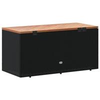 Tuinbox 110x50x54 cm poly rattan en acaciahout zwart - thumbnail