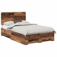Bedframe met hoofdeinde Oudhout 135 x 190 cm Bewerkt hout - thumbnail