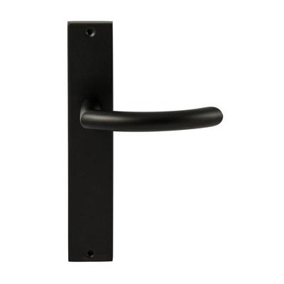 Hardbrass Deurkruk Helsinki op rechthoekig langschild blind - zwart