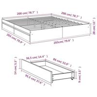 Bedframe met lades bewerkt hout zwart 200x200 cm - thumbnail