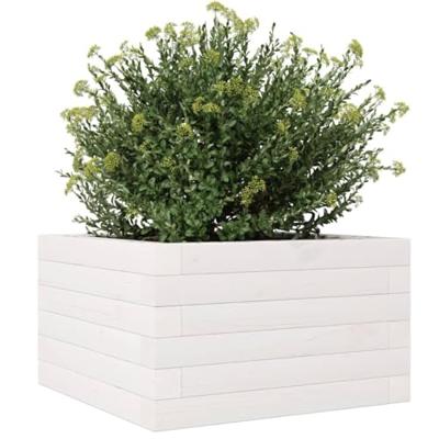 VidaXL Plantenbak 40x40x23 cm massief grenenhout wit