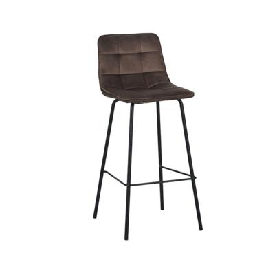 LABEL51 Barkruk 'Bistro' Velvet, kleur Taupe (zithoogte 78cm)