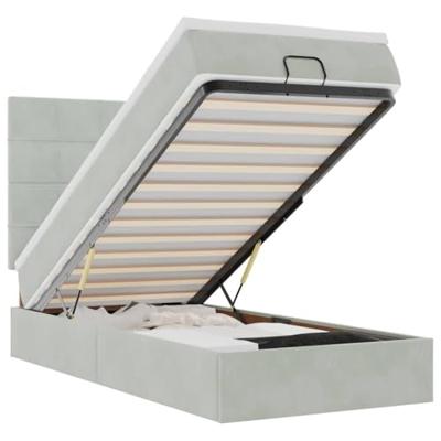 Ottoman bed met matrassen 100x200cm fluweel lichtgrijs