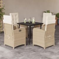5-delige Tuinset met kussens poly rattan beige - thumbnail