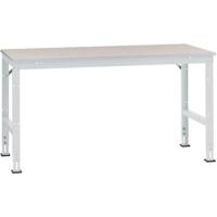 Manuflex AU4124.7035 Werk achtergrond tafel universele standaard met staalbeslag schijf, bxdxh = 2000 x 1000 x 760-870 mm Grijs-wit (RAL 7035) - thumbnail
