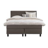 Boxspring Liv geblokt - donkerbruin - 140x200 cm - vierkante poot - Leen Bakker - thumbnail