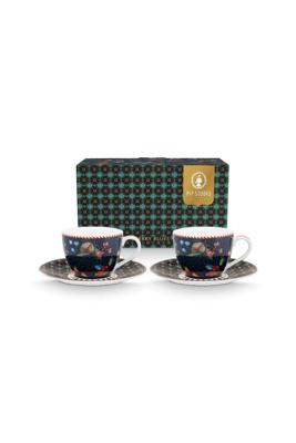 Pip Studio Set/2 Espresso Kop & Schotel Berry Blues Pip Studio Set/2 Espresso Kop & Schotel Berry Blues