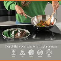ELLE Gourmet Moderne Wokpan met Deksel - Ø 28 cm - Zonder anti-aanbaklaag - RVS - thumbnail