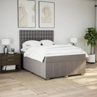 Boxspring met matras stof taupe 200x200 cm - thumbnail