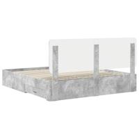 Bedframe met hoofdeinde Beton Grijs 200 x 200 cm Bewerkt hout - thumbnail