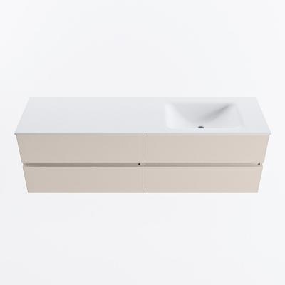 MONDIAZ VICA 160cm badmeubel onderkast Linen 4 lades. Wastafel CLOUD rechts 1 kraangat, kleur Talc.