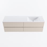 MONDIAZ VICA 160cm badmeubel onderkast Linen 4 lades. Wastafel CLOUD rechts 1 kraangat, kleur Talc. - thumbnail