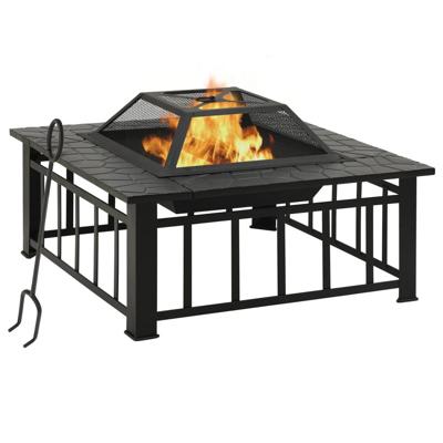 Vuurplaats met pook XXL 79x79x46,5 staal Vuurplaats met pook XXL 79x79x46,5 staal