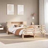 Bed met boekenkast zonder matras massief grenenhout 135x190 cm - thumbnail