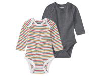 lupilu 2 baby rompers (Donkergrijs/gestreept, 74/80) - thumbnail