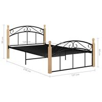 Bedframe metaal en massief eikenhout zwart 120x200 cm - thumbnail