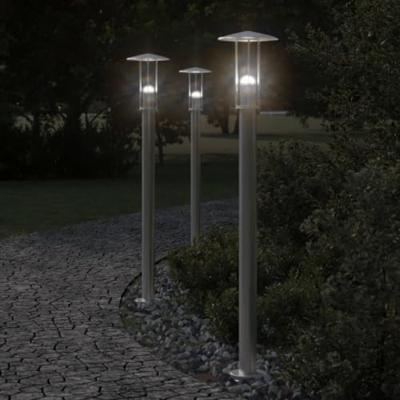 VidaXL Vloerlamp voor buiten 3 st 100 cm roestvrij staal zilverkleurig VidaXL Vloerlamp voor buiten 3 st 100 cm roestvrij staal zilverkleurig