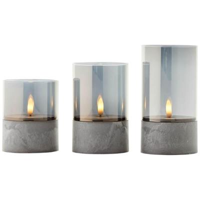 Kavel 3 BRILLIANT CANDLE LED tafellampen - 2500K - Kunststof en glas - Grijs en rookglas