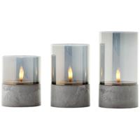 Kavel 3 BRILLIANT CANDLE LED tafellampen - 2500K - Kunststof en glas - Grijs en rookglas - thumbnail