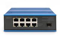 DIGITUS Netwerk Switch - 9-poorts Gigabit Ethernet - 8x RJ45 + 1x SFP-poort - Unmanaged - 10/100/1000 Mbps - DIN rail & wandmontage - IP40 - industriële serie - Blauw - thumbnail