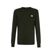 Antony Morato fijngebreide trui met logo army groen - thumbnail