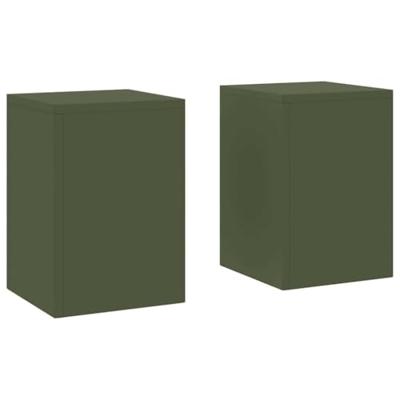 Plantenstandaard 2 pcs Olijfgroen 24 x 24 x 35 cm Staal