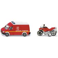 Siku brandweer bus en motor 7,5 cm staal 2 delig (165600300) - thumbnail