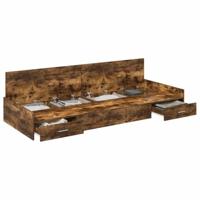 Opbergbedframe met hoofdeinde Gerookt eiken 80 x 200 cm Bewerkt hout - thumbnail