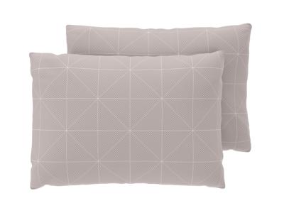 LIVARNO Set van 2 satijnen kussenslopen 60 x 50 cm (Geometrisch/beige)