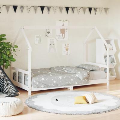 Kinderbedframe 90x200 cm massief grenenhout wit